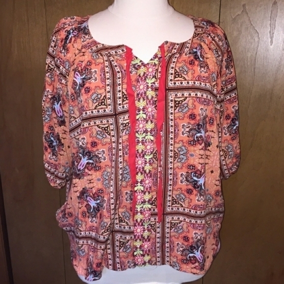 One World‎ Peasant Top 1X Multicolored - Picture 1 of 8